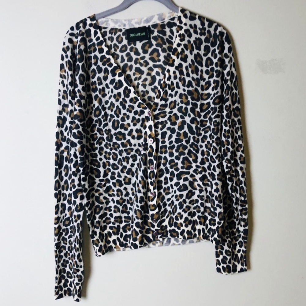 ZADIG & VOLTAIRE Leopard Print Cardigan Sweater